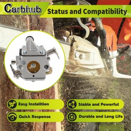 Carbhub MS170 Carburetor for Stihl MS170 MS180 017 018 Chainsaw with Air Filter Fuel Oil Line Spark Plug, Replaces C1Q-S57 C1Q-S57A C1Q-S57B 1130 120 0603, Stihl MS170 Carburetor