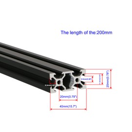 4 Pcs 200mm Aluminum Extrusion V Slot 2040 European Standard Anodized Profile Frame Machine for 3D Printer Parts Linear Rail CNC DIY Equipment, Electrophoresis Black,