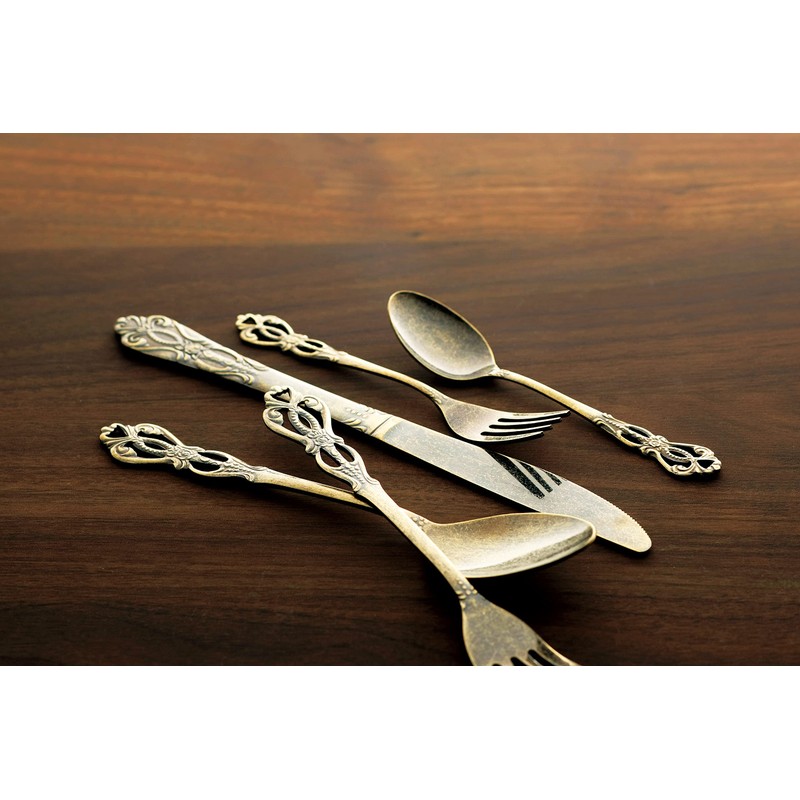 Takakuwa Metal Rune Coffee Spoon, Antique Gold, Size: Approx. W12.2