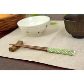 Aoba Children's Chopsticks Dishwasher Safe, Natural Wood, Period, Green, 7.7 inches (19.5 cm)