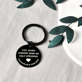 CAOXIAN Thank You Key Chain Appreciation Gifts for Employees Teachers Employees Gifts Key Chain Women Men Employee Leave Pickup Gifts Engraved Gifts, black
