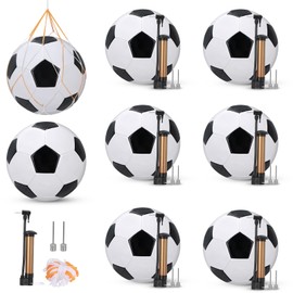 6 Pack Bulk Soccer Balls, Soccer Ball Bulk, Deflated Size 5 Soccer Balls with Pumps with Needles and Mesh Sport Bags for Christmas Operation Gifts Charity Training Practice Donation (Classic, Size 5)