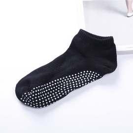 Doovid Calcetines antideslizantes con agarre para mujeres y hombres, calcetines de algodón al tobillo, calcetines de yoga, calcetines de pilates, calcetines de hospital, 4 pares, color negro, 4 pares, color negro., Talla única