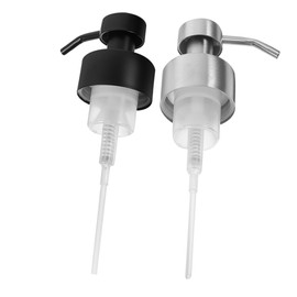 KONTONTY 2pcs Liquid Pump Dispenser Replacement Stainless Steel Soap Pump for Mouth Bottles Black and Silver Stylish Design for Hand Soap Shampoo and Lotion