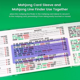Mahjong Card Sleeve Positioning Set(Includes 4Pcs Mahjong Card Sleeve and 4Pcs Line Finder),Use together to Protect Your Mah jong Cards and Quickly Identify Winning Combinations During Gameplay,Purple