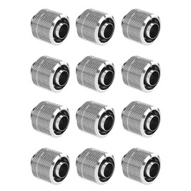 dracaena.io 12 pack G1/4" thread to 3/8" ID, 1/2" OD Compression Fitting for Soft Tubing, Soft Tube Connectors for Computer Water Cooling System, Silver