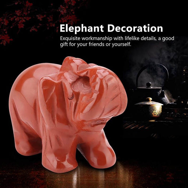 FTVOGUE Estatuilla de Elefante de Piedra Jade Tallado Elefante Afortunado