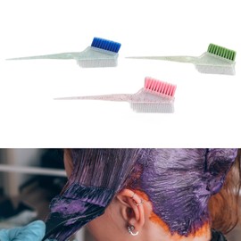 Socobeta 3pcs Double Sided Hair Dye Brush Comb ,Soft Nylon Brush Bristles Professional Salon Hair Highlighting Brush Applicator with Glitter Handle Hairdressing and Shaving