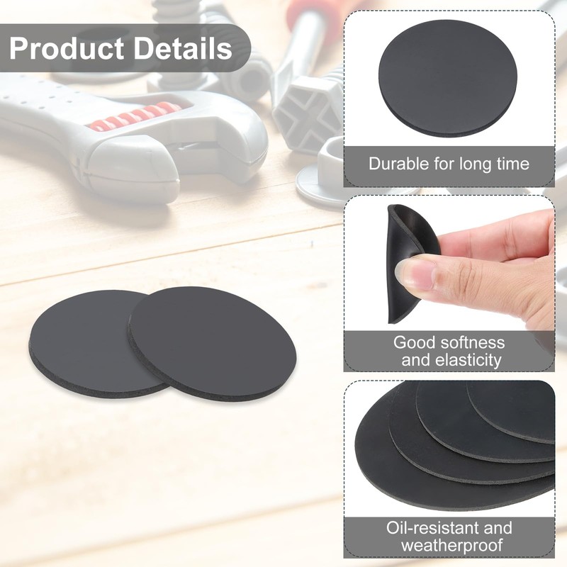 PATIKIL Rubber Solid Discs Washers, 10 Pcs 25mm OD x
