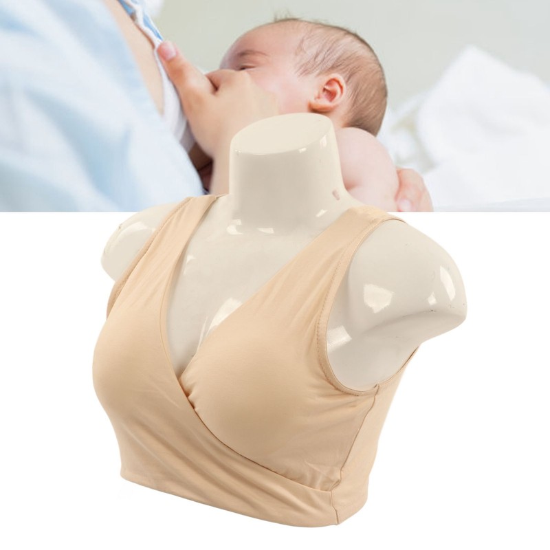 Nursing Bra Fleshcolor Wireless Cross Convenient Breastfeeding Sleep Maternity Underwear