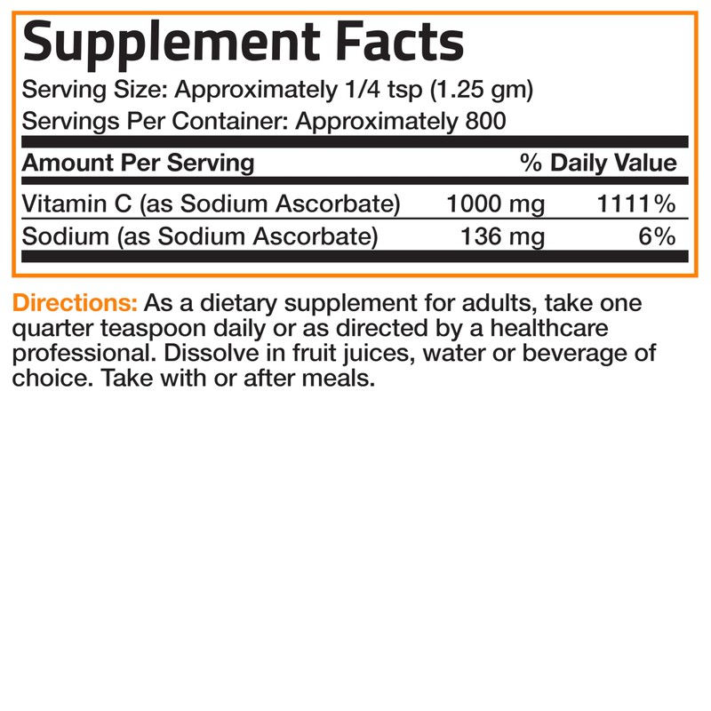 Bronson Non Acidic Vitamin C Powder Sodium Ascorbate Non GMO