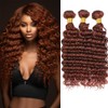 QEUOPE Reddish Brown Deep Curly Wet and Wavy Bundles Color
