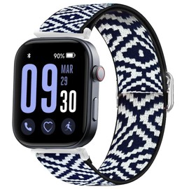 GTX13, GTX12 Smart Watches Band, Lamshaw 22mm Stretch Elastics Nylon Adjustable Replacement Strap Accessories for Men & Women Compatible for Fitpolo GTX12, ENOMIR GTX12, Tensky GTX12, uaue T60, QXQ T60, QCOQ T60 Smart Watches (for 22mm size band, Rhomboi