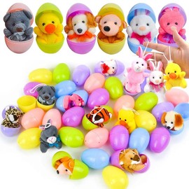 36Pcs/12Pcs 2.35in Animal Plush Toys /36 Pcs 2.35in Stress Relief Toys Prefilled Easter Eggs for Easter Egg Hunt/12Pcs 3.7in Colorful Wind-Up Toy with Easter Eggs/48:_36Pcs Animal Plush Toys