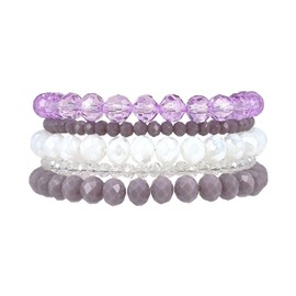 JENCVNL Multilayer Bead Bracelet Stretch Women's 5 Pieces Boho Bead Bracelet Set Crystal Stretch Women's Bracelet Women Bohemian Bracelet Stackable, 18 cm, Crystal and natural stone, No Gemstone