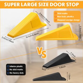 Frienda 2 Pcs Jumbo Door Stoppers Heavy Duty Door Stopper Tall up to 2inch Tall Wedge TPR Large Door Wedge Stackable Big Rubber Doorstop for Hotel Carpet Hardwood Concrete and Tile (Yellow)