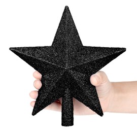 SULOLI Christmas Tree Star Black,Black Christmas Tree Topper Black Star Christmas Decorations Star