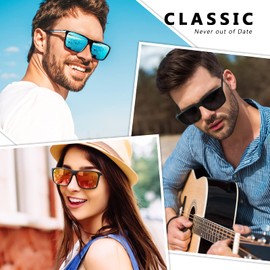 GQUEEN Retro Polarized Sunglasses Men Womens Sports UV400 Protection Rectangular Square Frame
