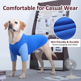 IKIPUKO 2 Pack Shirts for Large Dogs 4XL - Lightweight Breathable Dog Clothes, Prevent Overheating Summer Cool Tees for Doberman, Alaskan Malamute, Travel, Hiking, Beach, Lounge Wear, Sleeping, Blue