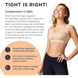 Tommie Copper Shoulder Support Bra - Posture Corrector with Back Support - Compression Bra for Women - White - Large