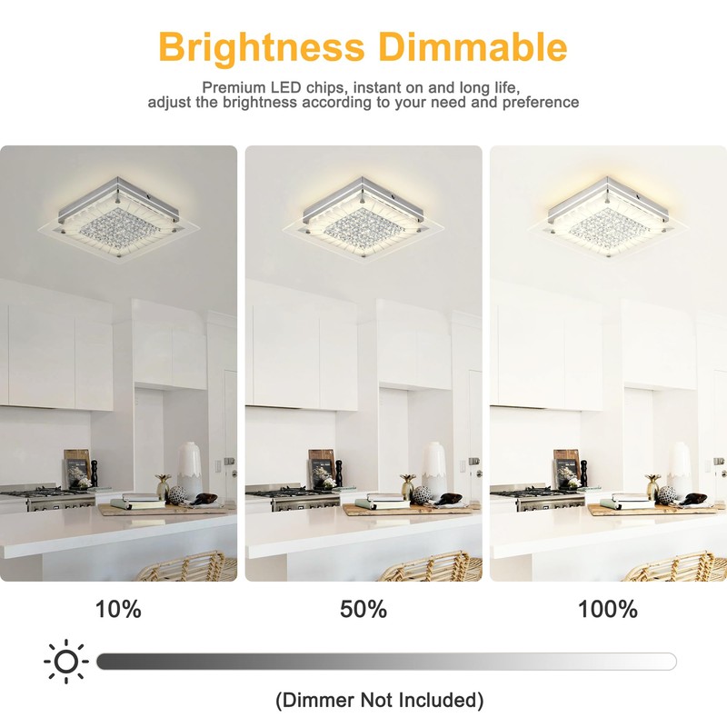 Auffel Square Flush Mount Dimmable Light Fixtures - 11IN Kitchen,