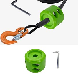 Tioollev Car Rubber Winch Stopper for ATV UTV Truck, Cable Saver Hook Stopper Line for Synthetic Rope, Bump Shock Saver Dampener with Stainless Steel Screw and Nut (Green)