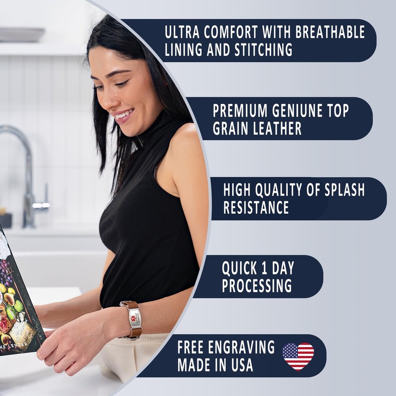 Divoti Top Grain Leather NATO Medical ID Band Bracelets for