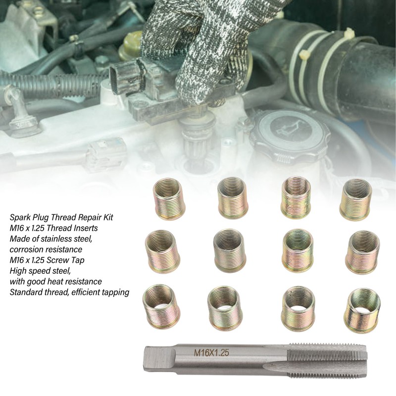 Thread Repair Tools 12Pcs Stainless Steel Inserts with 1Pc Screw