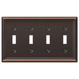 Amerelle 149T4DB Chelsea Wallplate, 4 Toggle, Steel, Aged Bronze, 1-Pack