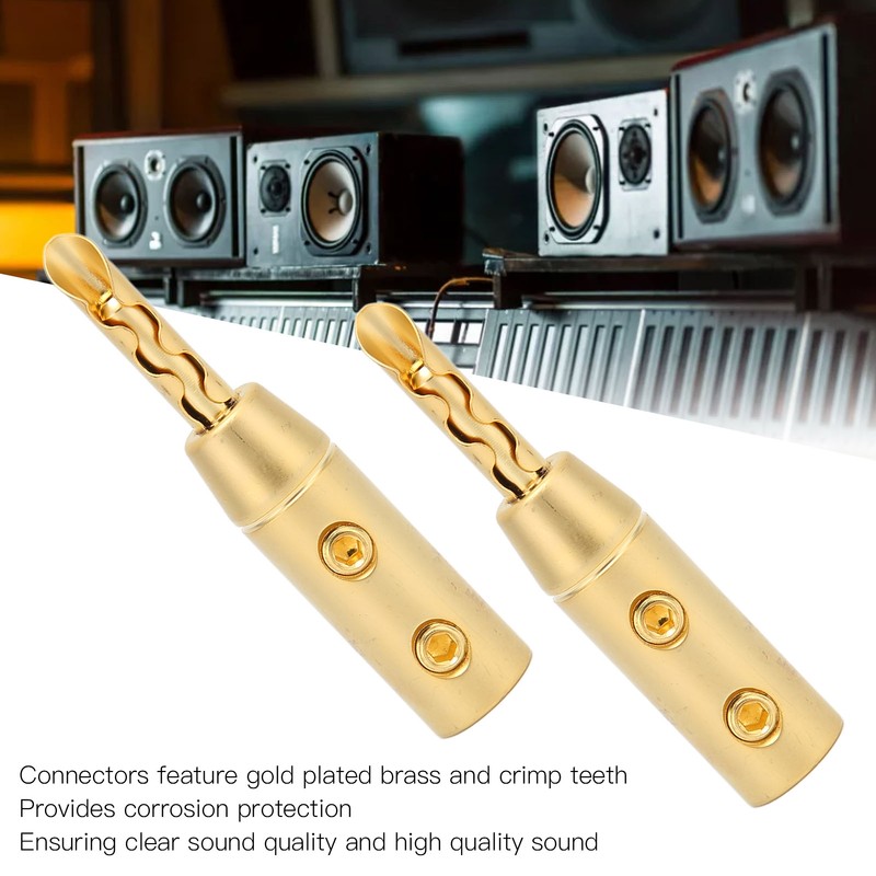 4pcs BFA Banana Plug Brass Gold Plated Open Screw Speaker
