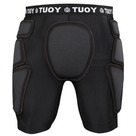 TUOY Protective Padded Shorts for Snowboard,Skate and Ski,3D Protection for Hip,Butt and Tailbone Black