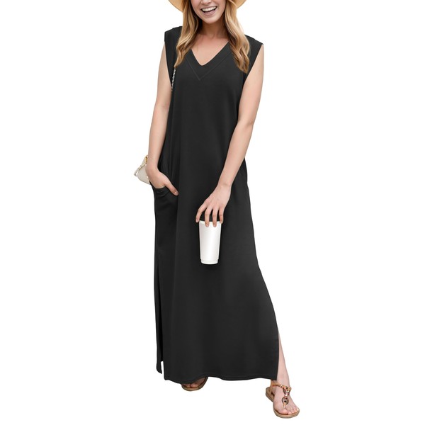 GRECERELLE Women's Summer Casual Loose Beach Split Long Maxi Dress
