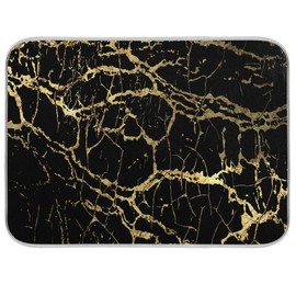 Super Absorbent Dish Drying Mat, Microfiber Fast-Drying Dish Mat, 24" x 18", Kitchen Dish Drying Pad, Black Gold Marble