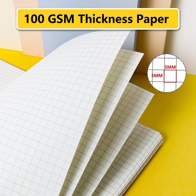 Smilo Spiral Notebook,A5 Graph Paper Notebook,5.75" x 8.19",80 Sheets (160