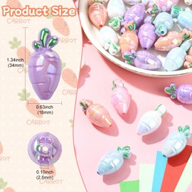 DanLingJewelry 30Pcs AB Colour Acrylic Opaque Easter Carrot Beads Colourful Vegetable Food Rustic Farm Beads for DIY Jewellery Crafts Garland Easter Party Supplies