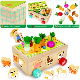 VIVESOL PUEBLOMART Juguetes Educativos de Madera Montessori para Niños y Niñas de 1 a 3 Años, Juegos de Madera para el Aprendizaje Preescolar de la Motricidad Fina，Juguetes de Clasificación de Formas