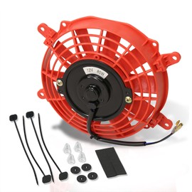 AJP Distributors 7" 12V 80W Electric Slim Push Pull Radiator Fan, Low Profile Thin Cooling Fan Assembly + Universal Mounting Kit Compatible/Replacement For Engine Motor Bay Automotive Cars Trucks SUVs