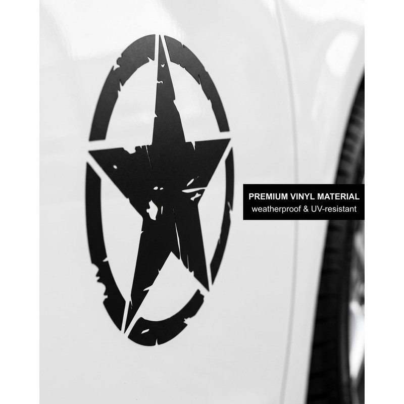 YIPFEN Star Car Stickers, Set of 2, Black, 15 cm,
