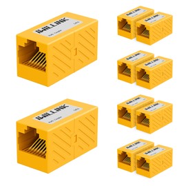 iwillink Cat6 RJ45 Coupler 10-Pack, Inline Ethernet Coupler, Female to Female Ethernet Extender Adapter for Cat7/Cat6/Cat5e/Cat5 Ethernet Cables, Yellow
