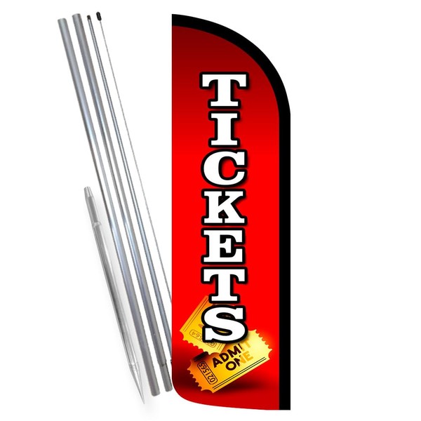 Vista Products TICKETS Premium Windless Feather Banner Flag Kit (Flag,