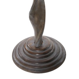 Deco 79 Mango Wood Floral Handmade Side End Accent Table Intricately Carved End Table with Spiral Leg and Gray Distressing, Side Table 18" x 18" x 22", Brown