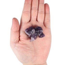 mookaitedecor Natural Purple Amethyst Crystal Elephant Ornament Figurine Reiki Healing Crystal Stone Hand Craved Animal Statue Cute Room Decor Lucky Gift for Women, Length 1.5 Inches