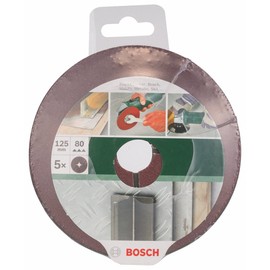 Bosch 2609256252 Fibre Sanding Disc for Angle Grinder Clamped for Wood and Metal 125 mm Disc, 22 mm Bore, 80 Grit, 5 discs