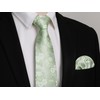 HISDERN Ties for Men Wedding Tie and Pocket Square Floral