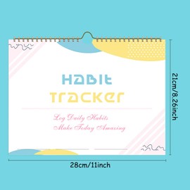 Habit Tracker Calendar 12 Months Undated Daily Weekly Monthly Period Habit Tracker Journal Planner, Spiral Binding with Writable Goals Habits Track Office Supplies. 8"x11"