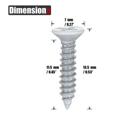 JQK #6 x 1/2" White Wood Screw, Flat Head Phillips Wood Screw 18-8 S/S Electroplating White Stainless Steel, #6 x 1/2-Inch, 100-Piece, SBW3514-P100