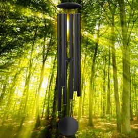54" Large Wind Chimes for Outside Deep Tone - Gift Box Packaged, Soothing Windchimes Outdoors with 6 Thickened Aluminum Tubes for Garden Decor, Gifts for Parents, Friends and Loved Ones (Black)