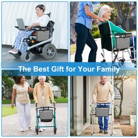 supregear Wheelchair Side Bag, Multifunctional Side Storage Pouch for Rollator, Walkers, Power Wheelchairs and Knee Scooters Wheelchair Armrest Bag for Elderly Seniors Adults Portable Travel Tote