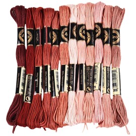 CABODYALS 12 Knäuel 6 Stränge RotBraunees Stickgarn Bunter Farbverlauf Kreuzstich Zahnseide Polyester Freundschaftsarmband Schnurgarn Fäden In Großpackung Zum Handnähen von Armbändern Basteln von Hand