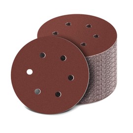 150mm Hook-and-Loop Sandpaper, 60Pcs 6 Inch Sanding Discs Pads 40/80/120/240 Grit, 150mm Circular Sander Pads 6 Hole Sand Sheets for Orbital Sander
